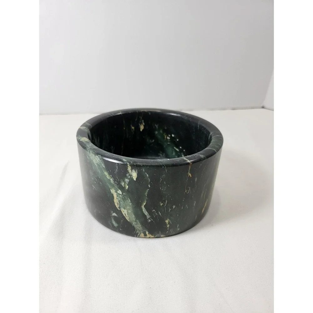 Vintage Dark Green Serpentine Marble Offering‎ Bowl, Money Bowl, Abundance Bowl.